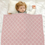 Pink-Grid-Knitted-Baby-Receiving-Blanket-Ultra-Soft-Organic-Cotton-Stroller-and-Nap-Time-Toddler-Blanket-A033-Scenes-1