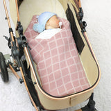 Pink-Grid-Knitted-Baby-Receiving-Blanket-Ultra-Soft-Organic-Cotton-Stroller-and-Nap-Time-Toddler-Blanket-A033-Scenes-2
