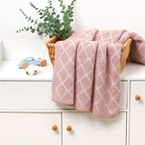 Pink-Grid-Knitted-Baby-Receiving-Blanket-Ultra-Soft-Organic-Cotton-Stroller-and-Nap-Time-Toddler-Blanket-A033-Scenes-3