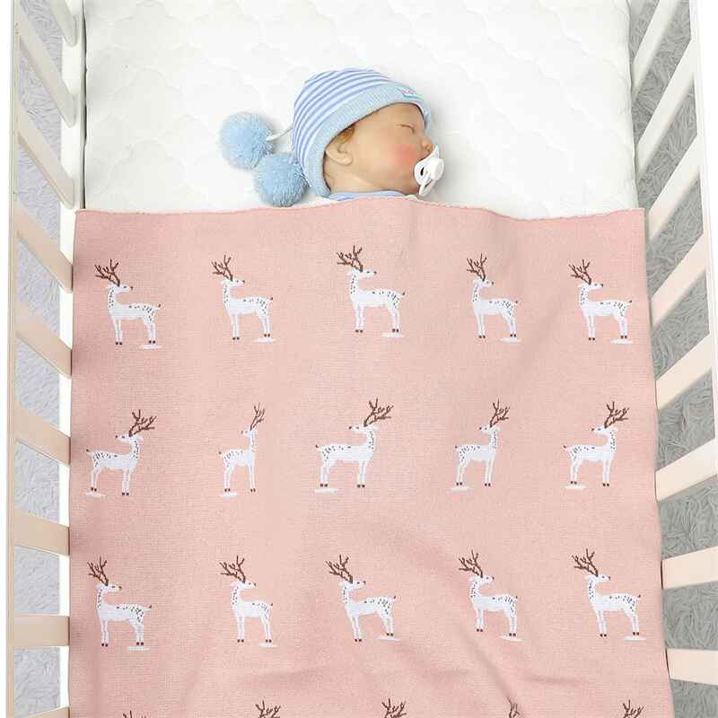     Pink-Knit-Baby-Blankets-in-Cable-Pattern-Organic-Cotton-Blankets-for-Crib-or-Stroller-Receiving-Blankets-A061-Scenes-1