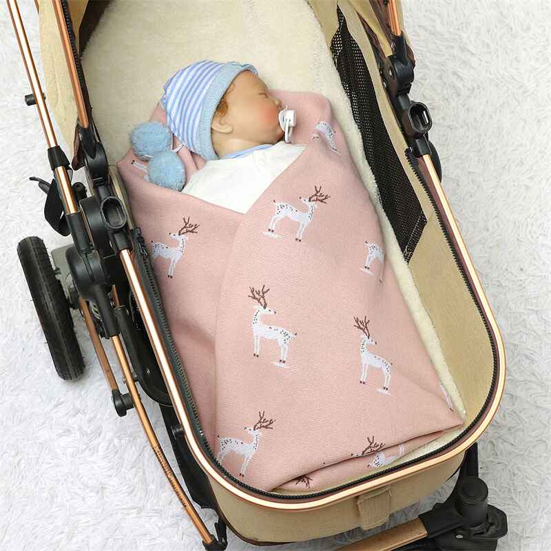 Pink-Knit-Baby-Blankets-in-Cable-Pattern-Organic-Cotton-Blankets-for-Crib-or-Stroller-Receiving-Blankets-A061-Scenes-3