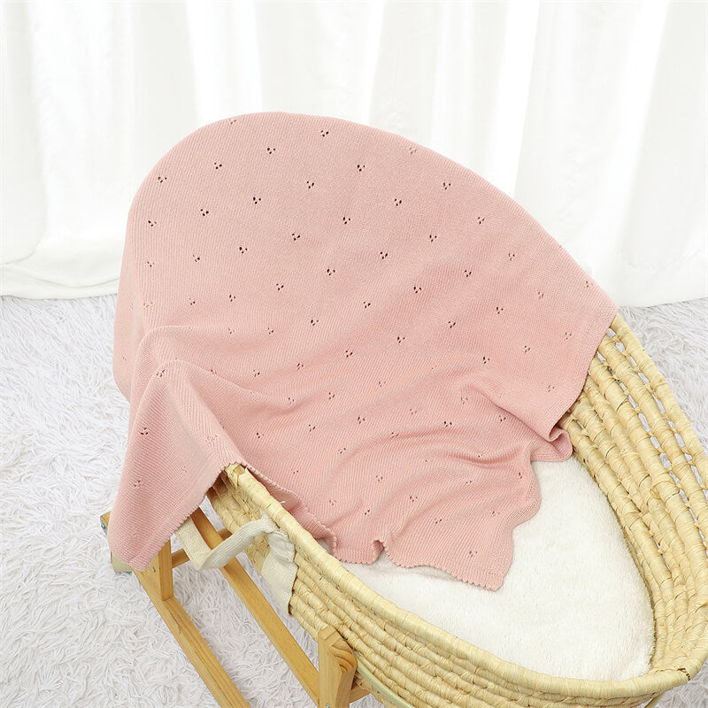     Pink-Knit-Baby-Receiving-Blankets-for-Girls-_-Boys-Gender-Neutral-100_-Soft-Fine-Loomed-Cotton-Quilt-Blanket-A045-Scenes-3