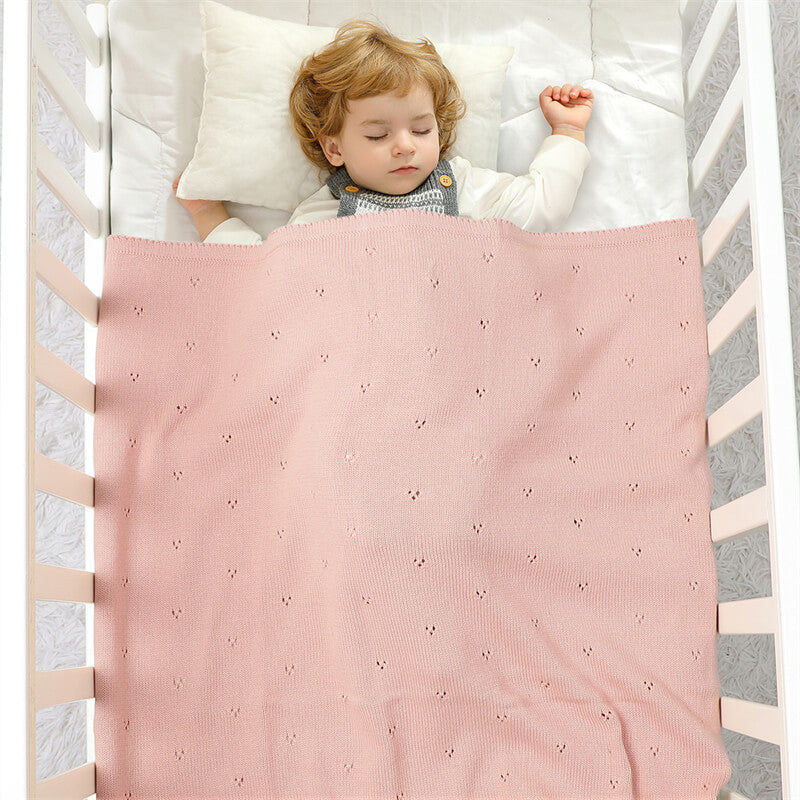 Pink-Knit-Baby-Receiving-Blankets-for-Girls-_-Boys-Gender-Neutral-100_-Soft-Fine-Loomed-Cotton-Quilt-Blanket-A045-Scenes-6