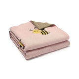Pink-Knit-Blanket-Baby-Nursery-Swaddle-Super-Soft-Breathable-Cotton-cute-bee-pattern-A085