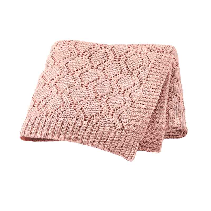 Pink-Knitted-Baby-Blanket-Knit-Crochet-Soft-Cellular-Blankets-for-Newborn-Baby-Boy-and-Girl-A074