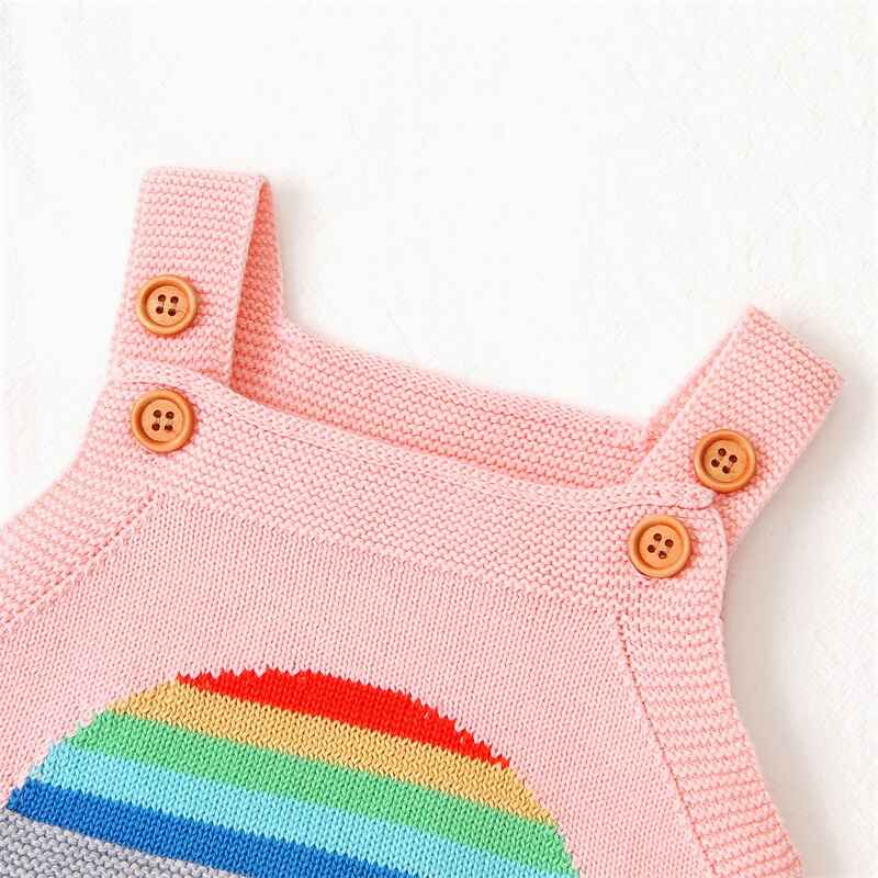    Pink-Newborn-Baby-Girl-Knit-Rainbow-Romper-Bodysuit-Sleeveless-Square-Neck-Jumpsuit-A029-Neck