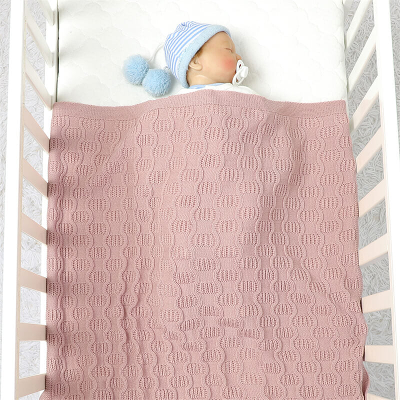 Pink-Organic-Cotton-Knit-Soft-Warm-Cozy-Unisex-Receiving-Swaddler-Cuddle-Stroller-Crib-Quilt-Blanket-A037-Scenes-1