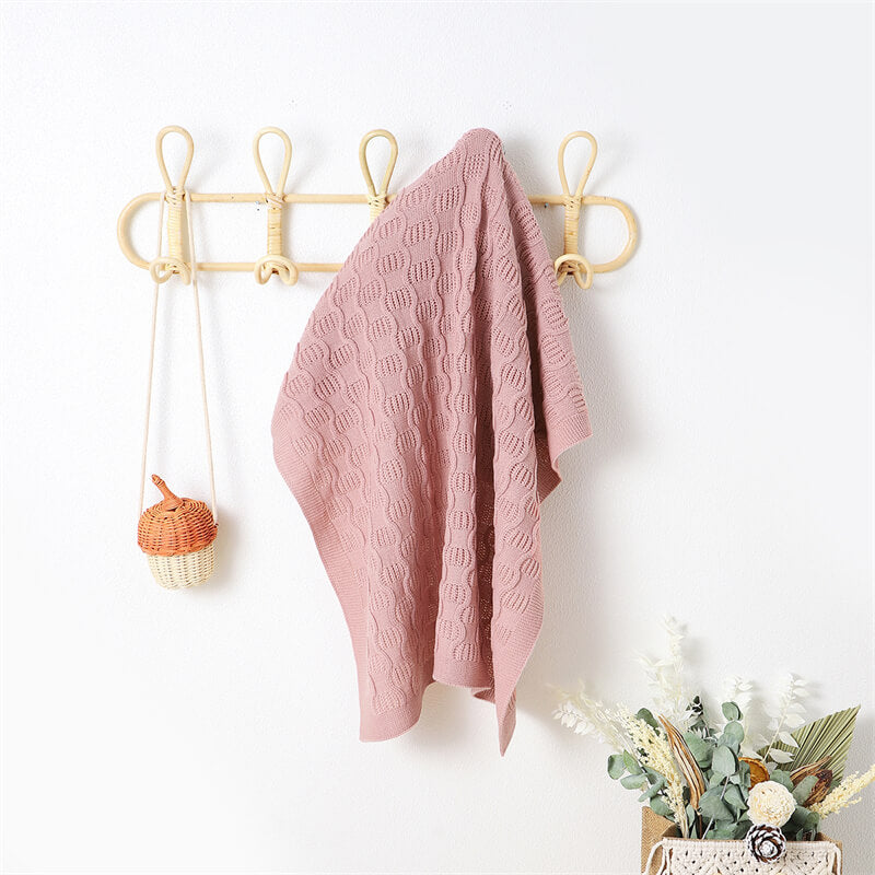 Pink-Organic-Cotton-Knit-Soft-Warm-Cozy-Unisex-Receiving-Swaddler-Cuddle-Stroller-Crib-Quilt-Blanket-A037-Scenes-6