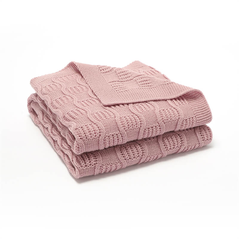 Pink-Organic-Cotton-Knit-Soft-Warm-Cozy-Unisex-Receiving-Swaddler-Cuddle-Stroller-Crib-Quilt-Blanket-A037