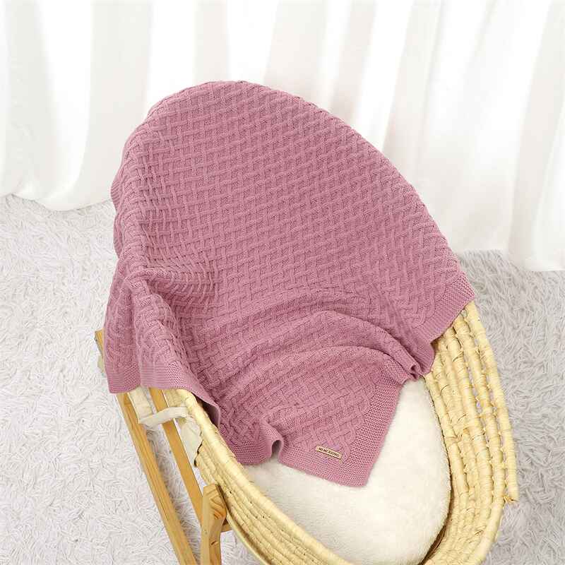     Pink-Waffle-Baby-Blankets-Nursery-Blankets-for-Boys-and-Girls-Swaddle-Blankets-Neutral-Soft-Lightweight-knitted-Blankets-A050-Scenes-1