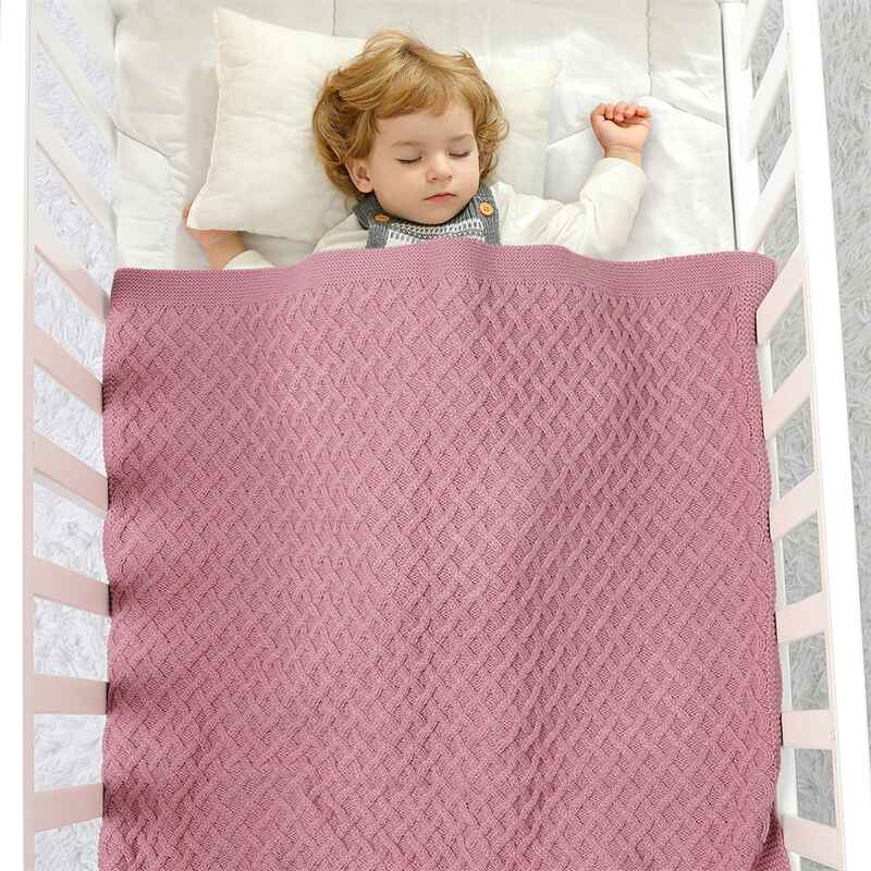     Pink-Waffle-Baby-Blankets-Nursery-Blankets-for-Boys-and-Girls-Swaddle-Blankets-Neutral-Soft-Lightweight-knitted-Blankets-A050-Scenes-3