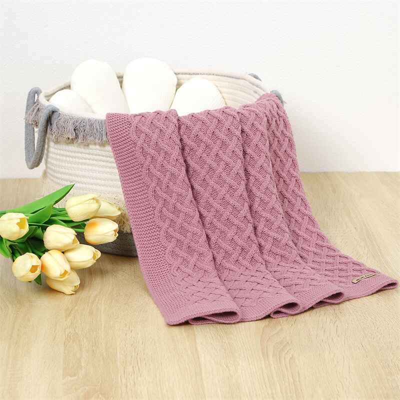     Pink-Waffle-Baby-Blankets-Nursery-Blankets-for-Boys-and-Girls-Swaddle-Blankets-Neutral-Soft-Lightweight-knitted-Blankets-A050-Scenes-5