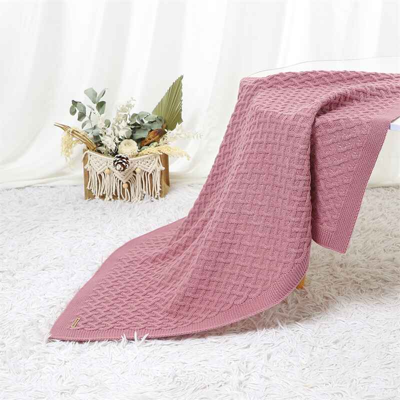 Pink-Waffle-Baby-Blankets-Nursery-Blankets-for-Boys-and-Girls-Swaddle-Blankets-Neutral-Soft-Lightweight-knitted-Blankets-A050-Scenes-6