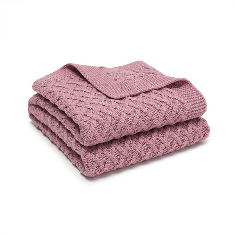 Pink-Waffle-Baby-Blankets-Nursery-Blankets-for-Boys-and-Girls-Swaddle-Blankets-Neutral-Soft-Lightweight-knitted-Blankets-A050