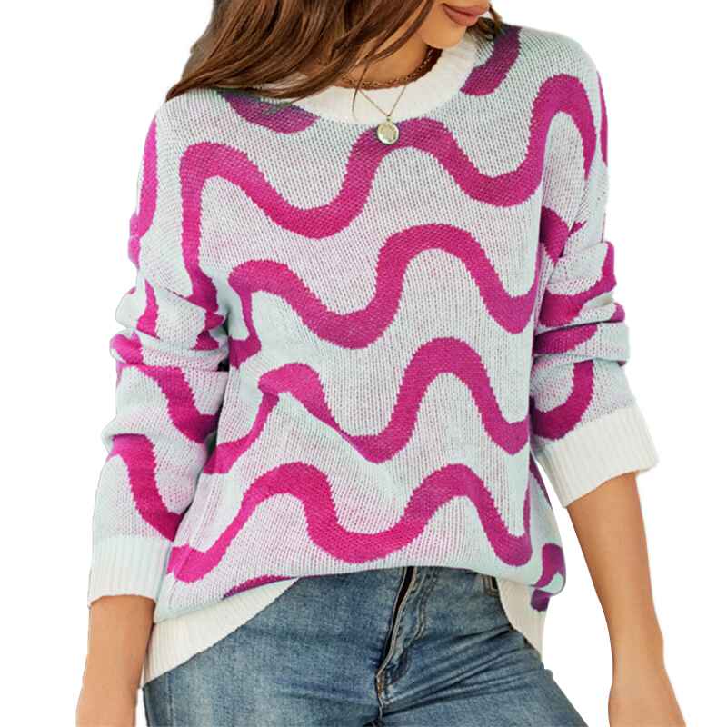 Pink-Womens-Cute-Sweaters-Striped-Knit-Sweater-Lightweight-Pullover-Long-Sleeve-Tops-K593