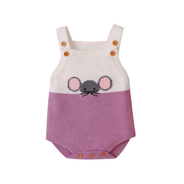 Purple-Newborn-Baby-Boy-Girl-Colorblock-Knit-Sleeveless-Cute-Mouse-Pattern-Bodysuit-Jumpsuit-Set-Sleeveless-A016-Front