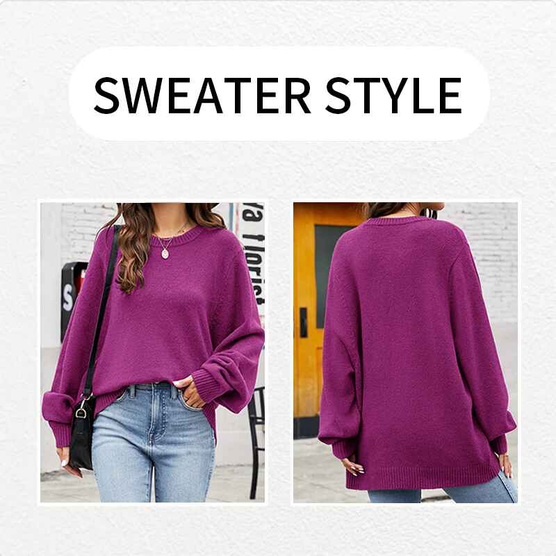 Purple-Womens-Oversized-Sweater-Casual-Fall-Round-Neck-Long-Sleeve-Loose-Rib-Knit-Pullover-K580-Front-And-Back