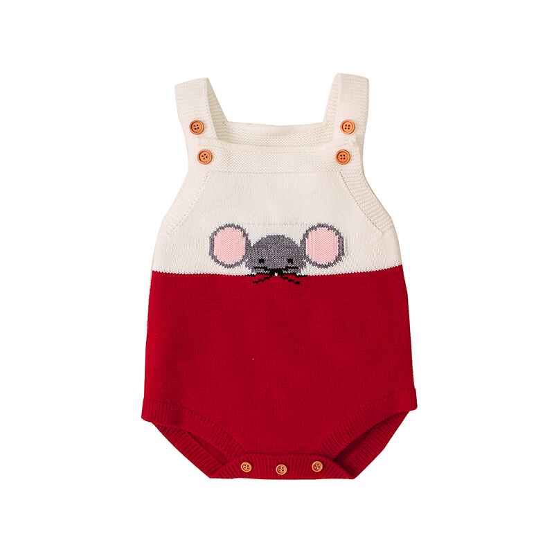 Red-Newborn-Baby-Boy-Girl-Colorblock-Knit-Sleeveless-Cute-Mouse-Pattern-Bodysuit-Jumpsuit-Set-Sleeveless-A016-Front