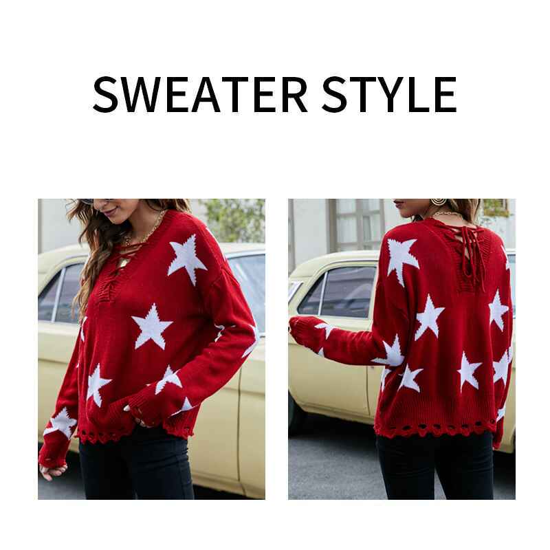 Red-Star-Patterned-Pullover-Sweater-for-Women-Comfortable-Long-Sleeve-Tops-and-Lightweight-K608-Detail