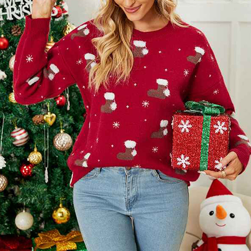Red-Ugly-Christmas-Sweaters-for-Women-Crewneck-Knitted-Pullover-Snowflake-Print-Jumper-Tops-Long-Sleeve-Fall-Blouses-K484-Front-2