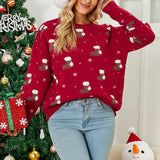 Red-Ugly-Christmas-Sweaters-for-Women-Crewneck-Knitted-Pullover-Snowflake-Print-Jumper-Tops-Long-Sleeve-Fall-Blouses-K484-Front