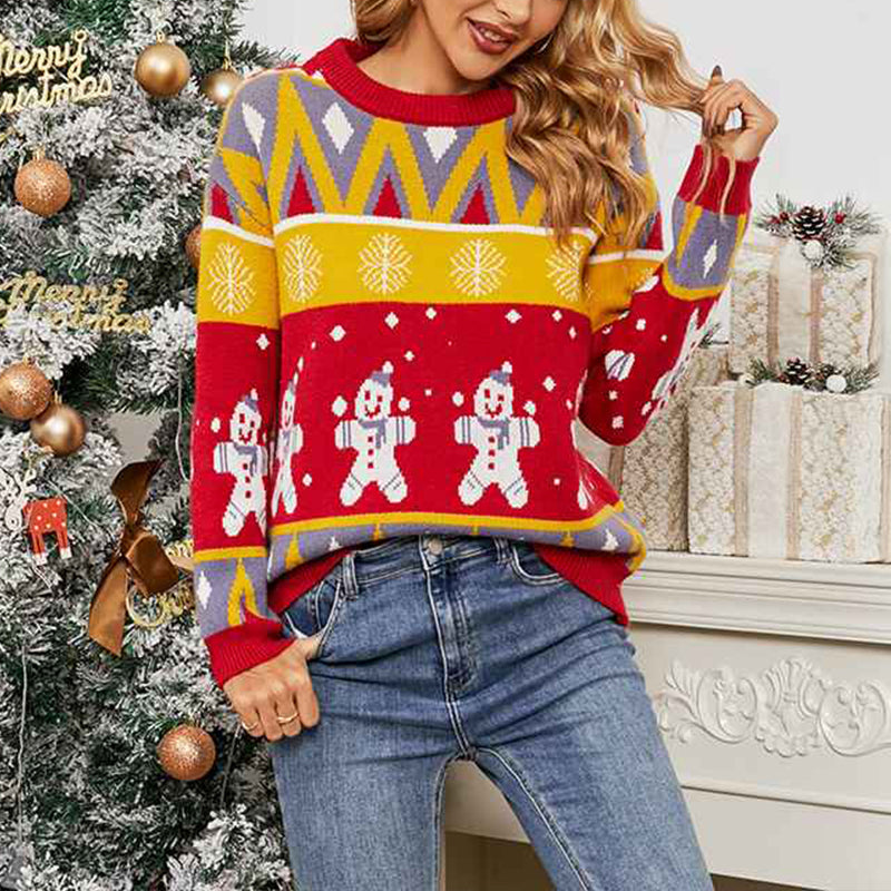 Red-Womens-Ugly-Christmas-Sweater-Santa-Funny-Xmas-Holiday-Party-Knitted-Pullover-K467