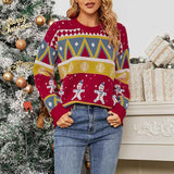 Red-Womens-Ugly-Christmas-Sweater-Snowflakes-Long-Sleeve-Knit-Pullover-Crewneck-Sweatshirts-Tops-K483
