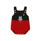 Reddish-black-Newborn-Baby-Boy-Color-Block-Knit-Sleeveless-Cute-Kitten-Pattern-Bodysuit-Jumpsuit-Set-Sleeveless-A015-Front