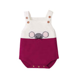    Rose-Red-Newborn-Baby-Boy-Girl-Colorblock-Knit-Sleeveless-Cute-Mouse-Pattern-Bodysuit-Jumpsuit-Set-Sleeveless-A016-Front