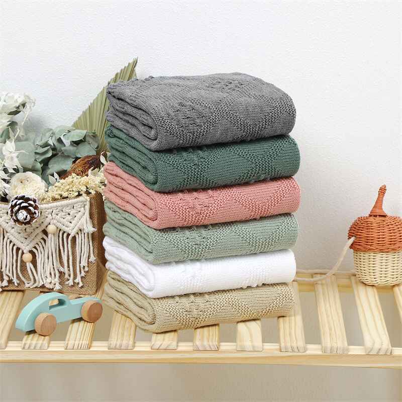 Six-Colors-Cable-Knit-Baby-Blanket-Neutral-Baby-Receiving-Blankets-A070