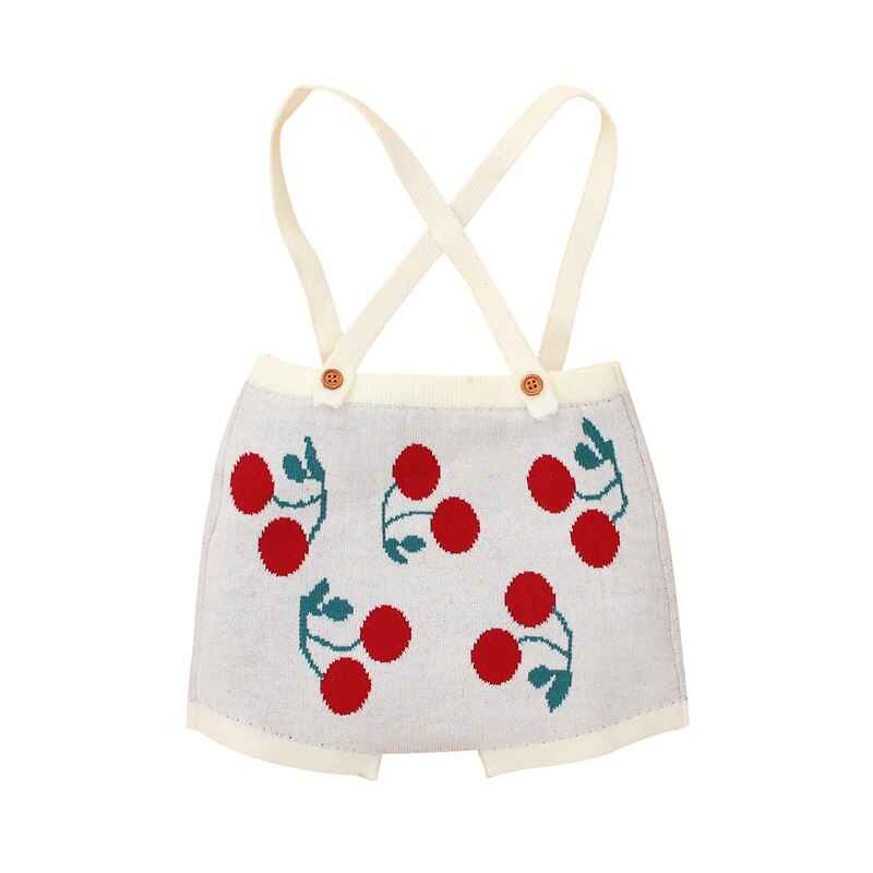         White-Baby-Girls-Knitted-Cherry-Pattern-Overalls-A024-Back