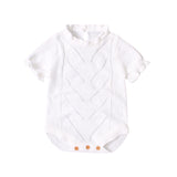 White-Baby-Knit-Romper-Toddler-Jumpsuit-Little-Girls-Sunsuit-A008-Front
