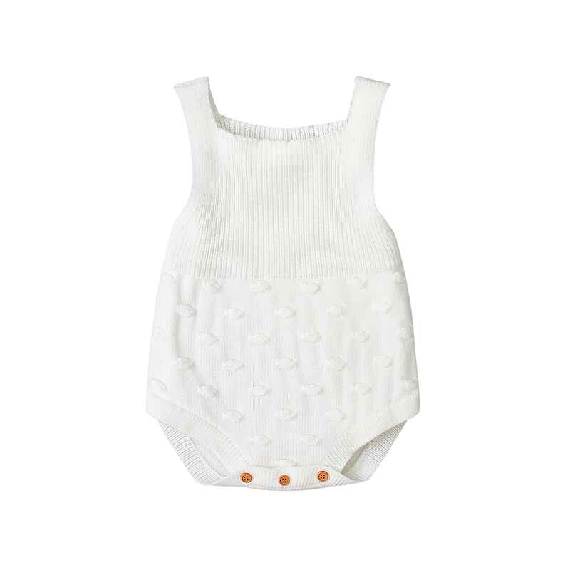     White-Infant-Baby-Girls-And-Boy-Summer-Outfits-Fly-Sleeve-Solid-Knit-Romper-Tops-Short-Pants-Headband-Casual-Clothes-Set-A011-Front