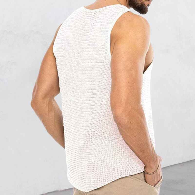 White-Mens-Tank-Tops-Casual-Sleeveless-Lightweight-Muscle-Shirts-Knit-Loose-Cami-Shirt-Summer-Sweater-Vest-Blouses-G083-Side