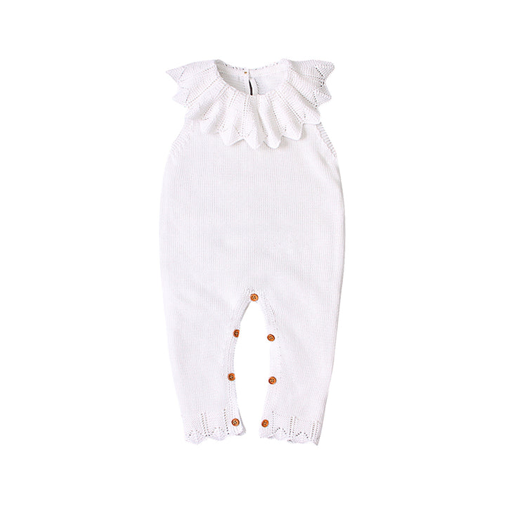    White-Toddler-Baby-Girl-Ruffled-Rompers-Sleeveless-Cotton-Romper-Bodysuit-Jumpsuit-Clothes-A009-Front