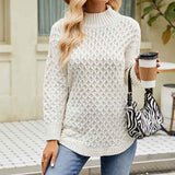 White-Womens-Casual-Fall-Waffle-Knit-Sweater-Long-Balloon-Sleeve-Loose-Pullover-Jumper-K602