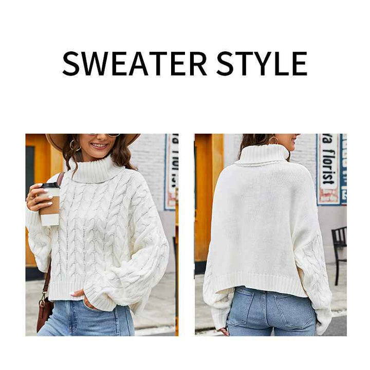 White-Womens-Turtleneck-Long-Sleeve-Cable-Knit-Sweaters-K603-Detail