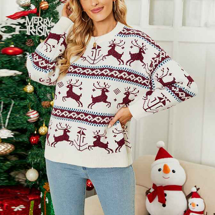 White-Womens-Ugly-Christmas-Sweater-Christmas-Tree-Reindeer-Pullover-Jumper-K462
