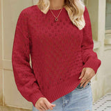 Wine-Red-Women-Crochet-Hollow-Out-Crewneck-Long-Sleeve-Knit-Sweaters-Pullover-Jumper-Tops-K596