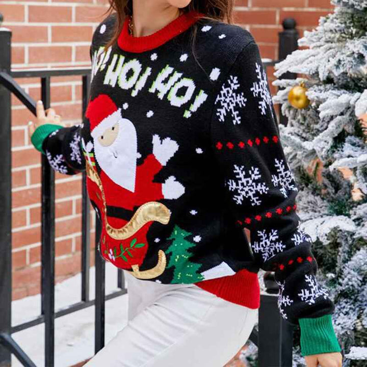 Womens-Ugly-Christmas-Sweater-Funny-Cute-Christmas-Tree-Snowflake-Santa-Xmas-Knitted-Pullover-Jumper-Tops-K615-Side