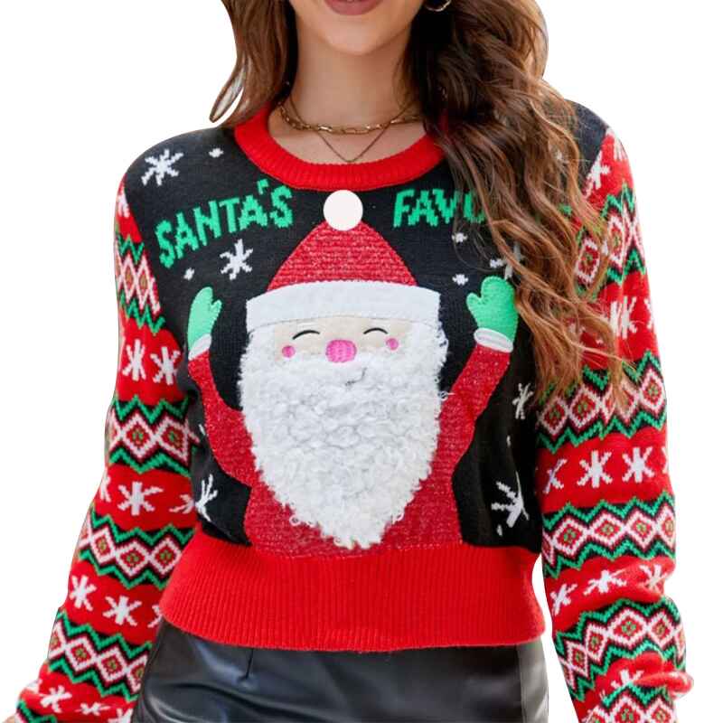     Womens-Ugly-Christmas-Sweater-Funny-Novelty-Crewneck-Pullover-Xmas-Sweater-Top-K621-White-Background