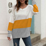 Yellow-Womens-Autumn-Winter-Colorblock-Pullover-Sweaters-Round-Neck-Striped-Slim-Fitting-Knitwear-Tops-K285