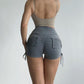 Ruched Drawstring High Waist Active Shorts