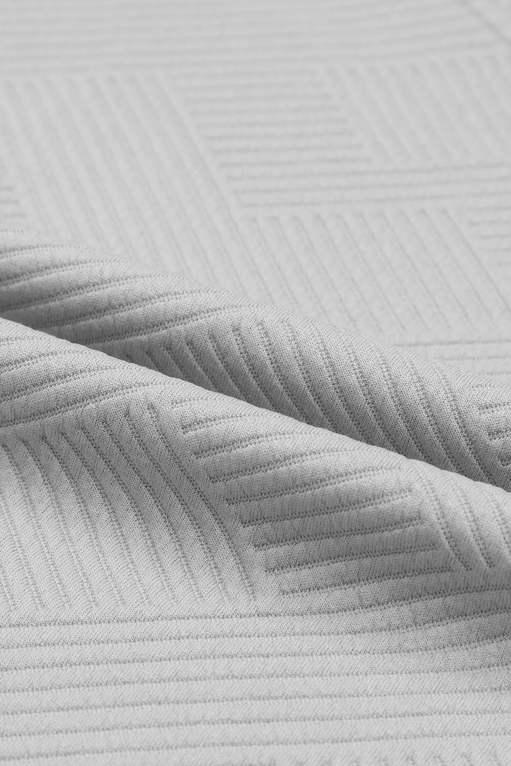 Gray Textured Loose Fit T Shirt and Drawstring Pants Set