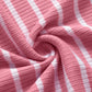 Pink Stripe Contrast Round Neck Sleeveless Slim Top