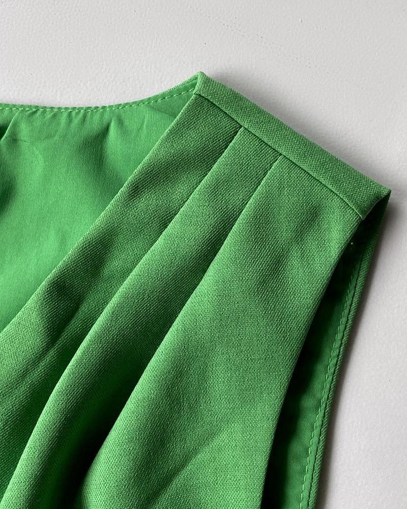 2 Pieces Summer Outfits V Neck Sleeveless Ruched Tank and Casual Pocket Design Shorts Set