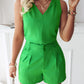 2 Pieces Summer Outfits V Neck Sleeveless Ruched Tank and Casual Pocket Design Shorts Set