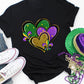 Black Fleur de Lis Heart Printed Mardi Gras T Shirt