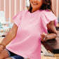 Pink Textured Ruffle Short Sleeve Pullover Top
