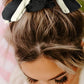 Color black Contrast Trim Satin Bow Knot Hair Scrunchie